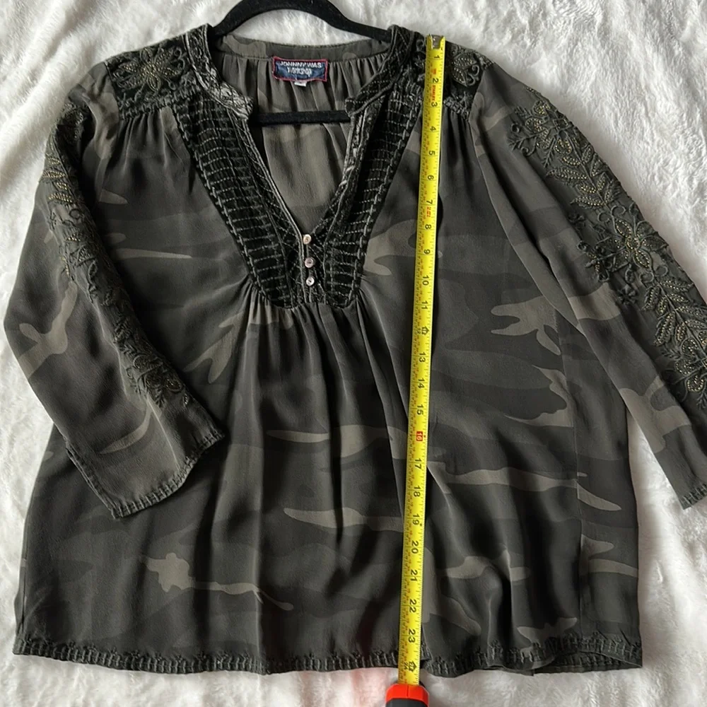Johnny Was Silk Camo Blouse - Picture 9 of 9